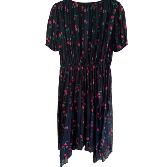 NWOT THE KOOPLES Pleated Navy Blue Midi Dress with Floral/Cherry Motif Size M - Picture 8 of 9